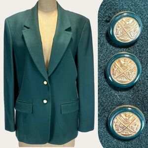 VINTAGE Pendleton wool blazer‎ suit jacket coat forest green womens tailored 80s